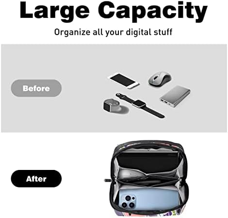 Taşıma Çantası Seyahat Kılıfı Çanta USB Kablosu Organizatör Cep Aksesuar Fermuar Cüzdan, Süt Çay Karikatür