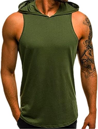 Erkek Egzersiz Kas T Shirt Kapşonlu kısa kollu Gömlek vücut geliştirme kolsuz kapüşonlu üst spor salonu için üst giyim