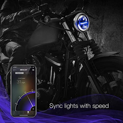 SİYAH 5.75 RGB LED Harley Far XKchrome Bluetooth App Kontrollü Kiti w/ Renk Değiştirme DRL Özelliği
