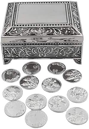 Las Arras Matrimoniales / Düğün Jetonları / Birlik Paraları / Gümüş Tonda Güzel Dekoratif Kutu / Geleneksel ispanyol