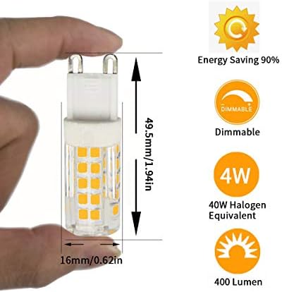 5 Paket G9 LED ampuller Kısılabilir, 4W(40W 50W Halojen Eşdeğeri) sıcak Beyaz 3000k, 400 Lümen, 110v 120v 130v JCD