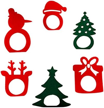 Amosfun 6 pcs Noel peçete halkaları Kumaş Peçete Tokaları Tutucu Ev Mutfak Masa Ayarı Dekorasyon için Tatil Noel Şükran