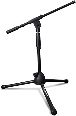 AxcessAbles Kısa Mikrofon Standı Bom Kolu ile / Düşük Profilli Mikrofon tripod standı Kick Davul / Gitar Amp Standı
