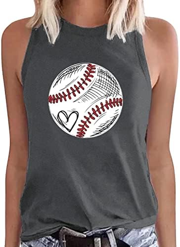 Beyzbol Tankı Üstleri Bayan Komik Oyun Topu Gömlek Casual Mektubu Baskı Kolsuz Yelek Grafik Kas T Shirt Tees
