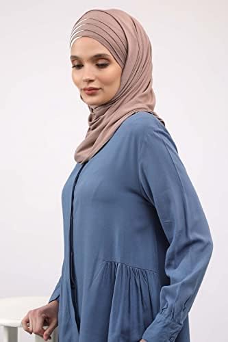 Aisha'nın Tasarım Başörtüsü Müslüman Eşarp Kadınlar için, %100 Pamuk Presewn Jersey Şal Türban, 2 Renkli