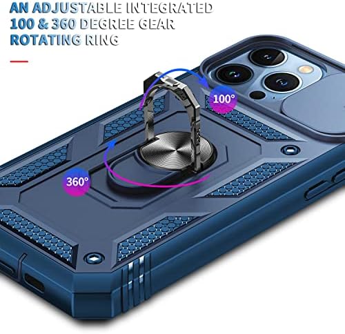 Andwing iPhone 13 Pro Max Kılıf için Slayt kamera Kılıfı ve Kickstand ile [Askeri Sınıf Düşme Koruması] [Dahili 360°