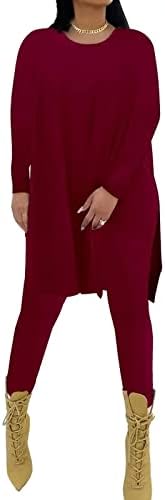 AXOSY Kadın Artı Boyutu 2 Parça Kıyafetler Sweatsuits O Boyun Tunik Üstleri dar pantolon Eşofman Setleri
