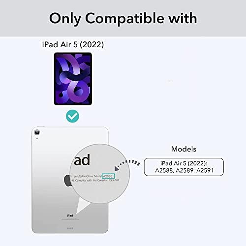 iPad Air ile uyumlu 5. Nesil Kılıf 2022 kalemlik, 10.9 inç Folio Desteği Apple Kalem 2. Nesil Şarj / Çift, Kabuklu