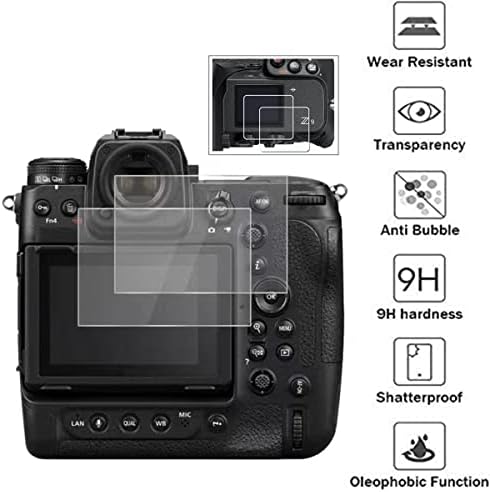 VIESUP Ekran Koruyucu için Nikon Z9- [2 + 2 Paket] LCD + Üst Ekran Temperli Cam Filmi için Nikon Z 9 Z9 [9H Sertlik]