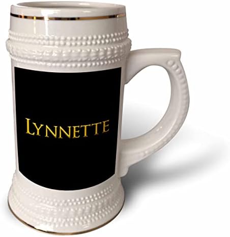 3dRose Lynnette güzel kız bebek Amerikan adı. Siyah üzerine sarı. - 22oz Steın Kupa (stn-362405-1)