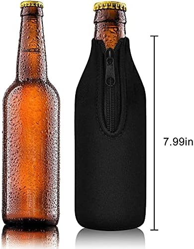 Jteyult 4 Paket Bira İzolatör Kılıfı İçecek Soğuk Tutmak, Fermuarlı Ceketler, Bira Kollu, Neopren Kapak