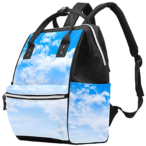 Beyaz-Bulut-Mavi-Gökyüzü bez bebek bezi çantaları Mumya Sırt Çantası Büyük Kapasiteli Bez Torba Hemşirelik Seyahat