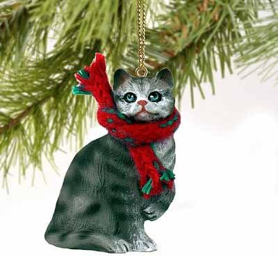 Konuşma Kavramları Tekir Kedi Minik Minyatür Bir Noel Süsü Gümüş Kısa Tüylü-Keyifli!