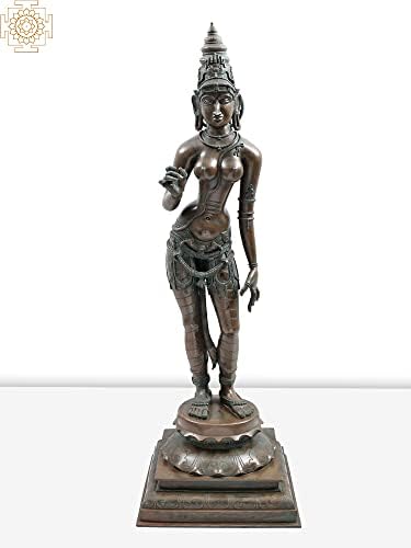 Egzotik Hindistan 38 Büyük İnce Sivagami (Tanrıça Uma) / El Yapımı / Madhuchista Vidhana (Kayıp Balmumu) / Panchaloha