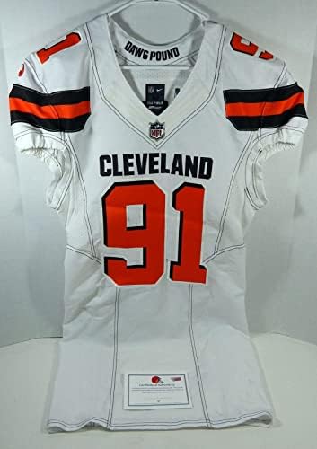 2015 Cleveland Browns Ifeadi Odenigbo 91 Oyunu Yayınlandı Beyaz Forma 42 772-İmzasız NFL Oyunu Kullanılmış Formalar