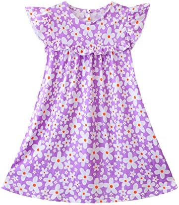 HİLEELANG Toddler Kız Kısa Kollu Elbise Paskalya Pamuk Rahat Yaz Aplikler Gömlek jarse elbiseler