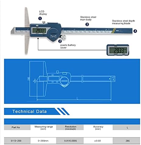DOUBAO 0-200mm Paslanmaz Çelik Elektronik Dijital Sürmeli Kumpas Derinlik Sürmeli Kumpas Mikrometre ölçme aracı