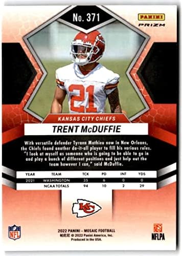 2022 Panini Mozaik Mozaik Paralel 371 Trent McDuffie RC Çaylak Kansas City Chiefs NFL Futbol Ticaret Kartı