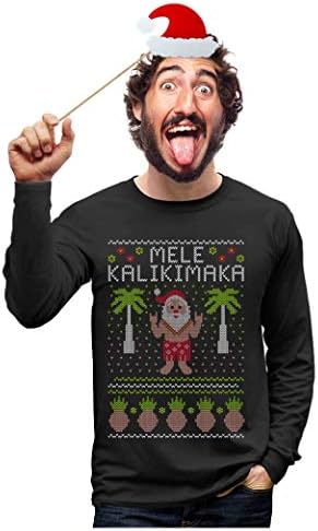 Tstars Mele Kalikimaka Kazak Erkekler Hawaiian Santa Çirkin Noel kazağı Tarzı Gömlek