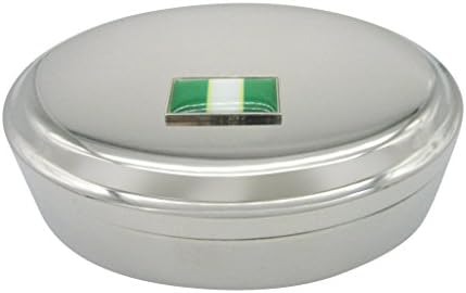 İnce kenarlıklı Nijerya bayrağı kolye Oval biblo mücevher kutusu