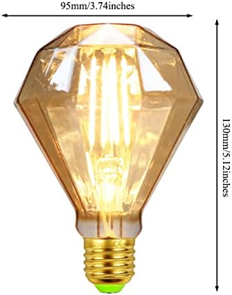 4 W Düz Üst Elmas Dekoratif Edison Ampuller E26 Sıcak Beyaz 2700 K LED Filamentler Ampuller 40 W Eşdeğer E26 Bankası
