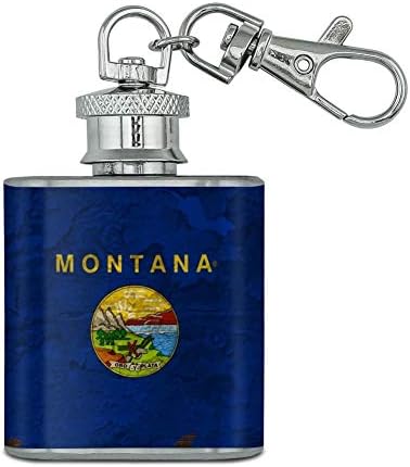 Rustik Montana Eyalet bayrağı sıkıntılı ABD paslanmaz çelik 1oz Mini şişe Anahtarlık
