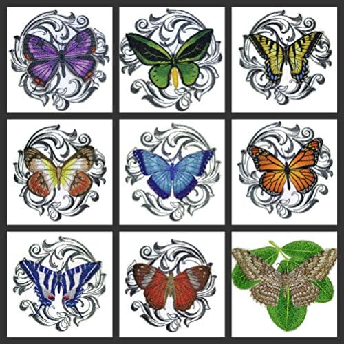 BeyondVision Özel ve Benzersiz Şaşırtıcı Renkli Kelebekler [Barok ile Ulysses Swallowtail ] İşlemeli Demir On / Sew