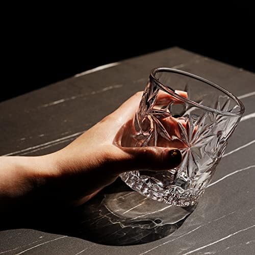 Amesser Viski Kayalar Gözlük Eski Moda-10 Ons Hediye Seti 4, El Üflemeli Kristal Viski Bardağı Bourbon, Lagavulin