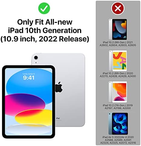 MoKo iPad 10th Nesil Kılıf 2022, akıllı kapaklı kılıf iPad 10th Gen 10.9 inç 2022, Destek Dokunmatik KİMLİK, Otomatik
