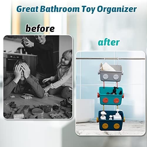 Lallisa 6 Adet Banyo Oyuncak Depolama Organizatör Sepet Asılı duş rafı Raf Kanca ile Drenaj Banyo Oyuncak Tutucu Banyo