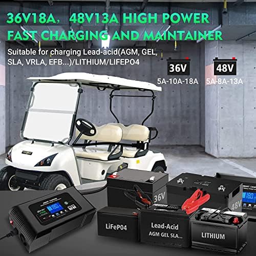 Haısıto golf arabası pil şarj cihazı, 36 Volt 48 Volt Kurşun-Asit Lityum Lifepo4 pil şarj cihazı, 36V 18 Amp / 48V13