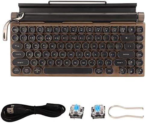 TOPINCN Mekanik Klavye, Daktilo Mekanik Klavye Arkadan Aydınlatmalı Su Geçirmez 83 Tuşları Metal yuvarlak kapak Laptop