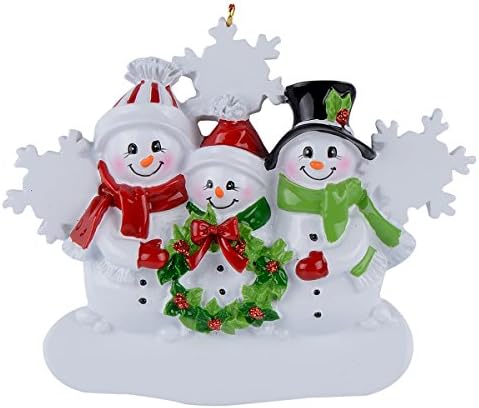 MAXORA Kardan Adam Aile 3 Noel Ağacı Süsleme-Kişiselleştirilmiş Noel Süsler Aile 3-Benzersiz için Anne, Baba, Çocuklar,