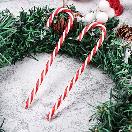Amosfun 20 Pcs Plastik baston şeker Süsler Noel Ağacı askı süsleri Kırmızı ve Beyaz Noel Ağacı Dekorasyon için Noel