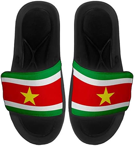 ExpressİtBest Yastıklı Kaydıraklı Sandaletler / Erkekler, Kadınlar ve Gençler için Kaydıraklar - Surinam Bayrağı (Surinamer)