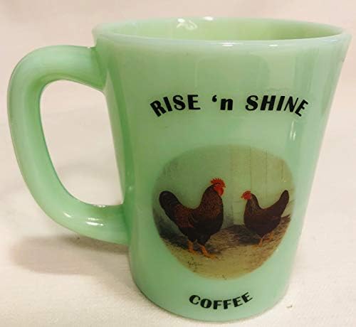 Kahve Kupa-Tavuklar Horozlar-Rise n Shine Kahve-Rosso Glass Exclusive-ABD-Amerikan Yapımı (Horoz, Yeşim)