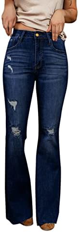 Kadınlar için Skinny Jeans Rahat Koyu Mavi Klasik Orta Cepler Flare Y2K Streç Kot Pantolon Pantolon