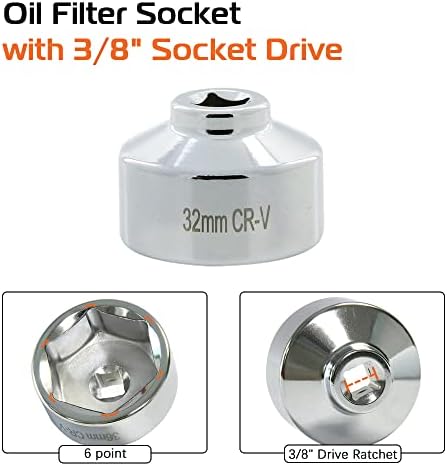 KEDAKEJI yağ filtresi Anahtarı - 32mm 6 Noktalı Soket Metrik, Düşük Profilli, CRV Çelik Soket Aracı kaldırmak için