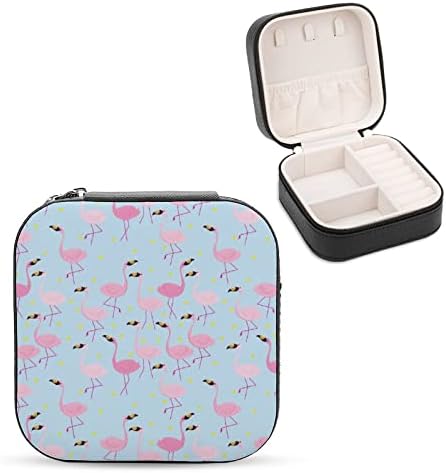 Pembe Flamingo Desen kadın Premium Seyahat Küçük Mücevher kolye kutusu Yüzük Depolama Organizatör Mini Vitrin