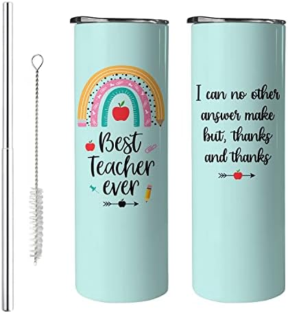 Kapaklı ve Pipetli XAIVEZL Öğretmen Bardağı Kadınlar için Öğretmen Doğum Günü Hediyeleri Öğretmen Paslanmaz Çelik