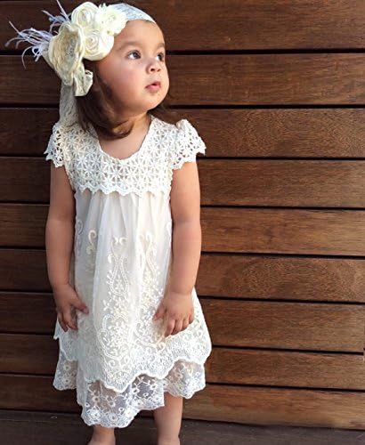 Cutiego Vintage Tığ Dantel Elbise Çiçek Kız Elbise Toddler Elbiseler