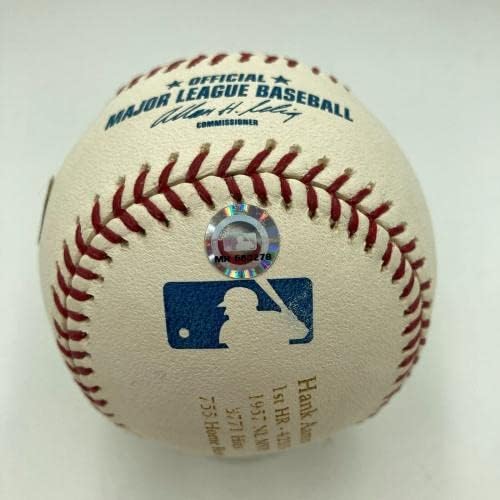 Hank Aaron & Barry Bonds İmzalı Stat Kazınmış MLB Beyzbol Steiner İmzalı Beyzbol Topları