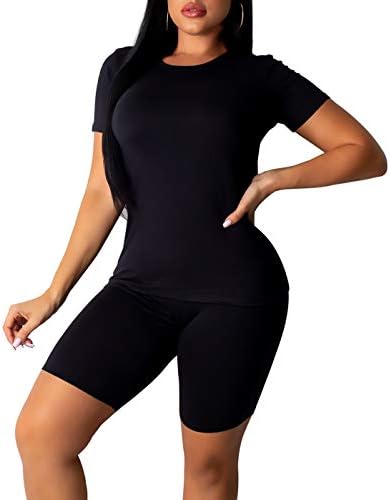 Bayan 2 ADET Yoga Spor Kısa Kollu tişört Tops Biker Egzersiz Yüksek Bel Şort Eşofman Spor Kıyafeti