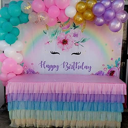 Avezano Unicorn Doğum Günü Zemin Altın Glitter gökkuşağı ünikorn Doğum Günü Fotoğraf Arka Plan Kız Doğum Günü Bokeh