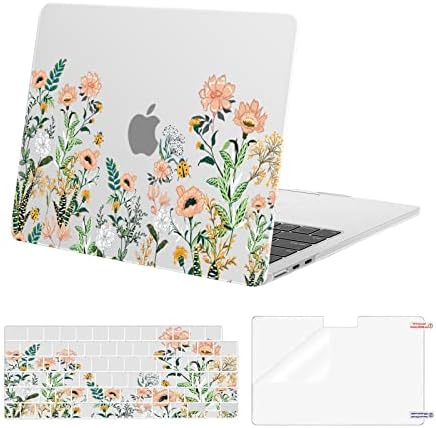 MOSISO MacBook Air 13.6 inç Kılıf ile Uyumlu 2022 2023 Yayın A2681 M2 Çip ile Dokunmatik KİMLİK, Plastik Kır Çiçekleri