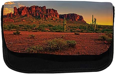 Lunarable Saguaro Kalem Kutusu, Arizona'da Renkli Gün Batımı, Çift Fermuarlı Kumaş Kalem Kalem Çantası, 8,5 x 5,5,