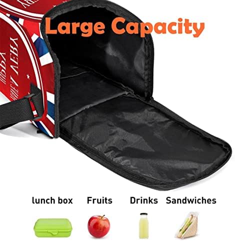 Öğle Çanta için Kadın Erkek, Yalıtımlı Americanhappy Bağımsızlık Günü öğle yemeği kutusu Tote Çanta için Ayarlanabilir