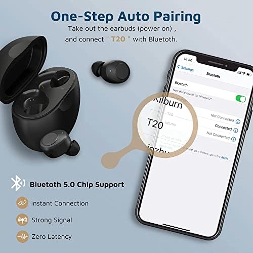 Lasuney T20 Gerçek Kablosuz Kulaklıklar, IPX7 Su Geçirmez Bluetooth Kulaklıklar, iPhone Android için Şarj Kutusu ve