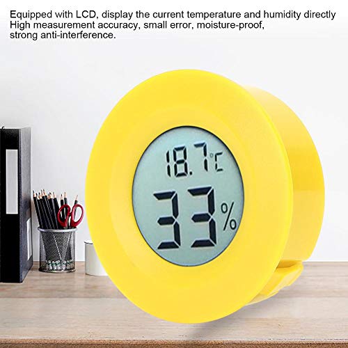 Mini Dairesel Gömülü Dijital LCD Termometre Higrometre Nem sıcaklık ölçer Göstergesi Ölçer Ev Ofis için (Sarı)