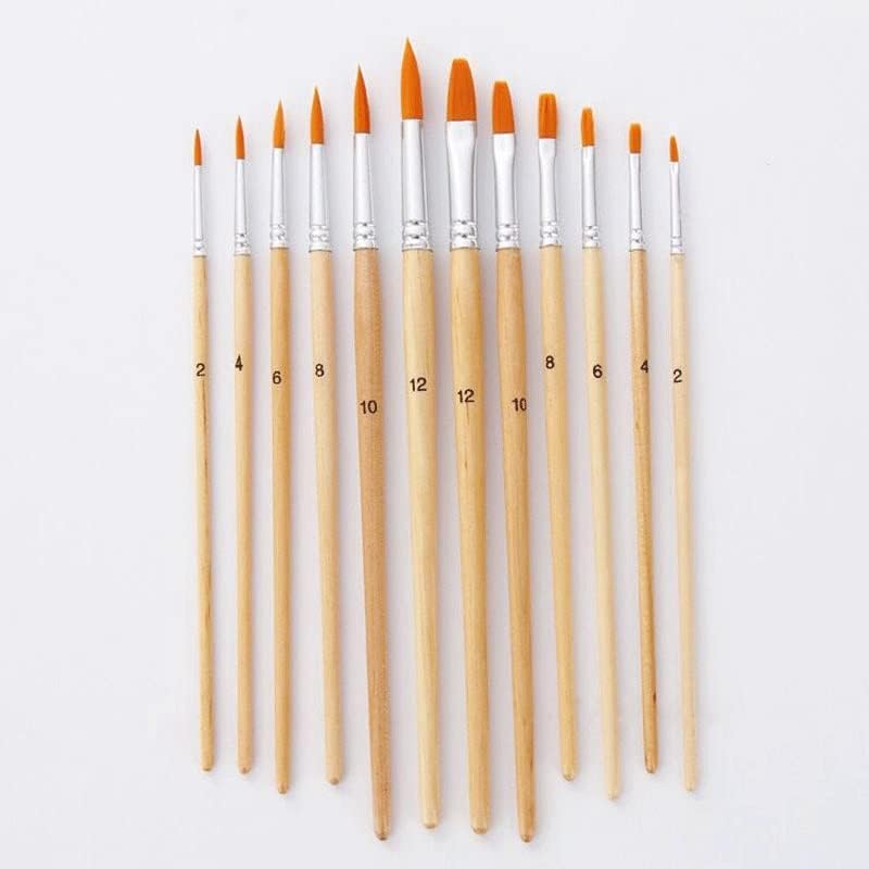SXDS 12 Paket Ahşap Sanatçı Boya Fırçaları Farklı Boyut Naylon Boya Fırçası Seti Suluboya Resim Sanat Malzemeleri